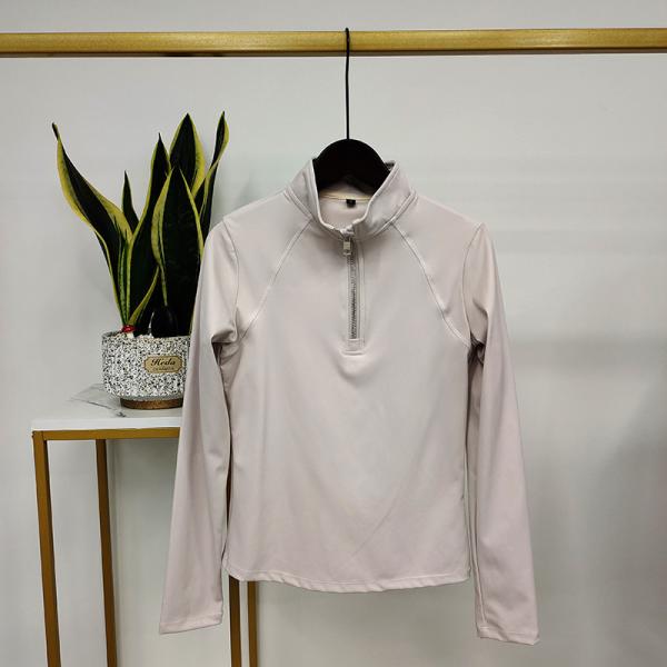 Пути футболки 4 верхних частей верховой езды молнии одежда серого Stretchy активная конноспортивная