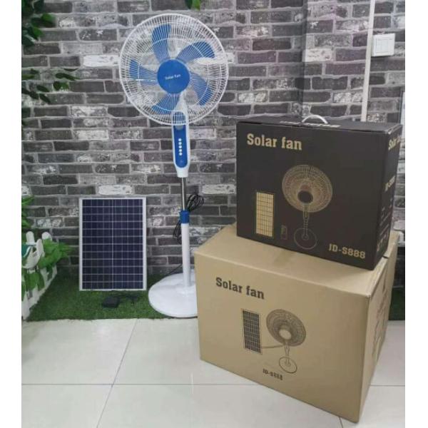 Phosphate Battery 16in 25W Solar Metal Pedestal Fan 3 Block Wind