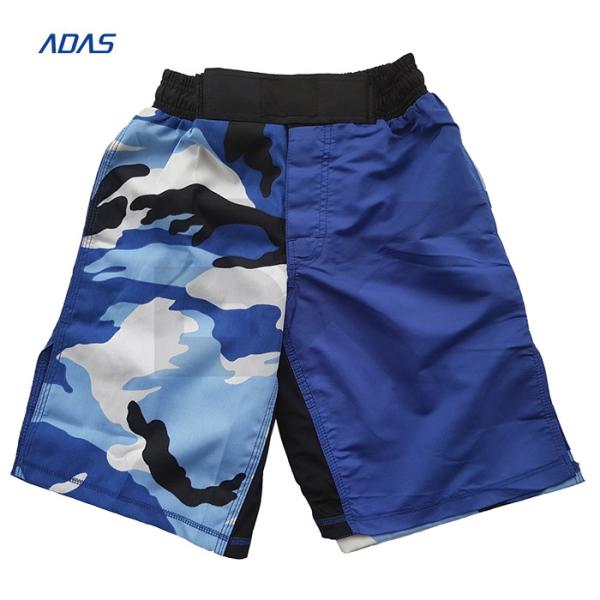 Spandex Polyester Grappling Basketball MMA Sublimated Mesh Shorts White Blue Double Layer