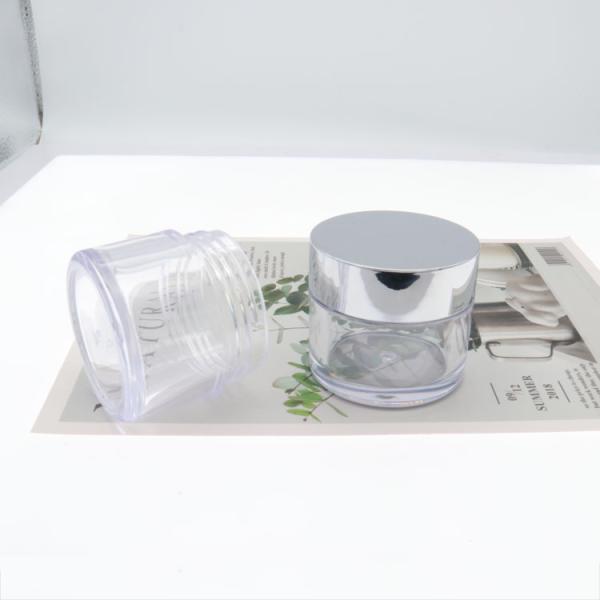 Silver Empty Face Cream Plastic Cosmetic Jars 0.5oz 1oz 2oz
