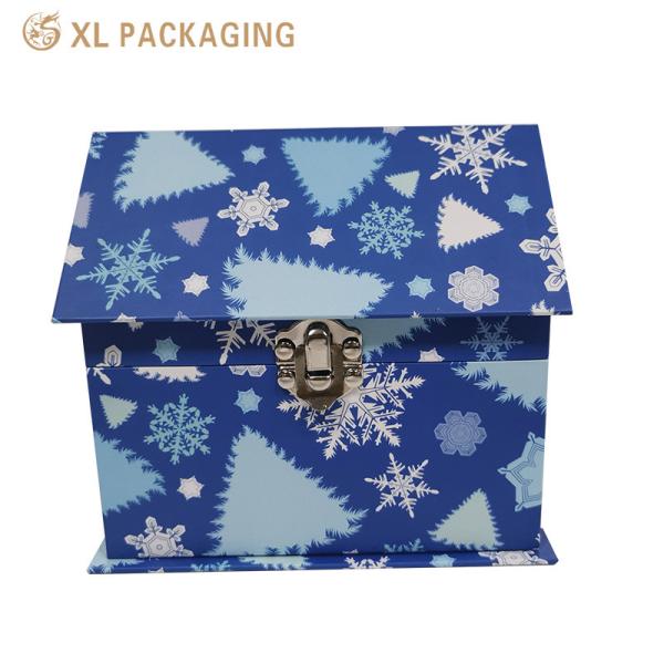 XL Packaging Custom Packaging Box Factory Custom Design Holiday House Shape Box With Metal Lock , Rigid Paperboard Gift Paper Box
