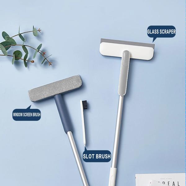 Double-Sided Window Squeegee Cleaning Brush Set Multipurpose Home Cleaning Tools Kit for Glass Screen Windows and Gaps