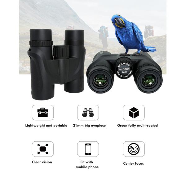 Светлый телескоп компакта биноклей 8x32 птицы для удить путешествовать звероловства