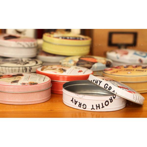 Logotipo feito sob encomenda caixa impressa da lata do metal para cookies, recipientes de armazenamento ovais