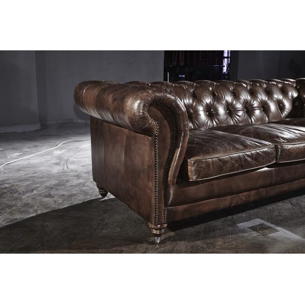 American Three Seater Leather Sofa With Fine Upholstering / Living Room Furniture