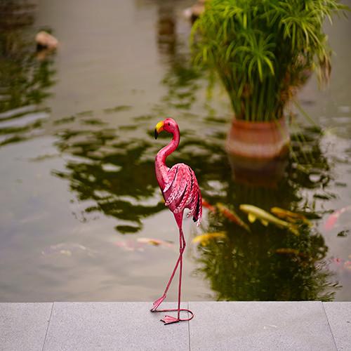 Estátua animal do flamingo do metal da decoração cor-de-rosa exterior da jarda do flamingo do metal