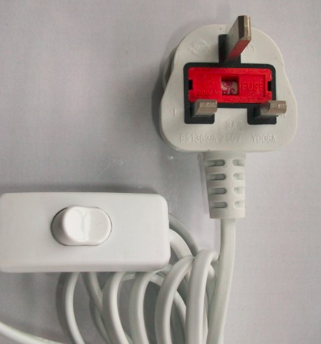 ASTA/BSI1363 approved orange power cables with non-rewireable UK type fused plug