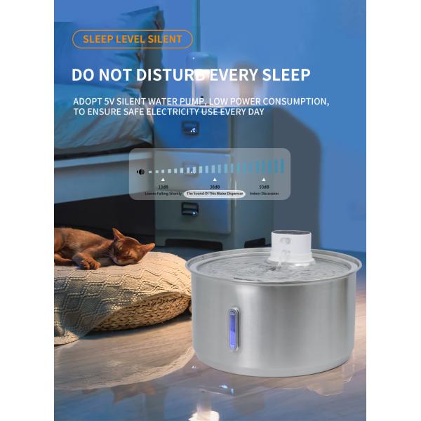 Pets Products Stainless Steel Cat Water Fountain With Water Level Window ABS Material