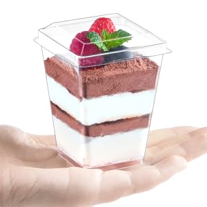 Pack 5 Oz Plastic Dessert Cups With Lids And Spoons, Clear Parfait Cups Pudding Cups Mini Party Serving Cups For Appetizer Fruit Yogurt Ice Cream