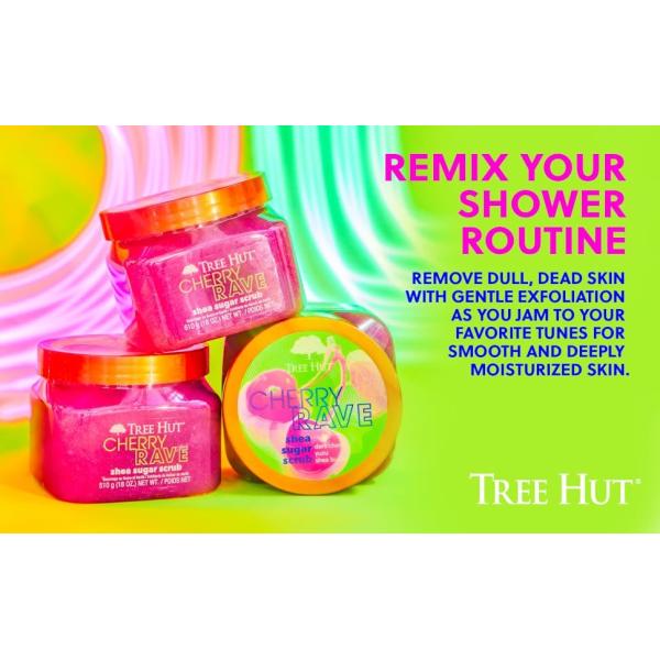 Tree Hut Cherry Rave Shea Sugar Pink Exfoliating Scrub Body Care 18 Fl Oz