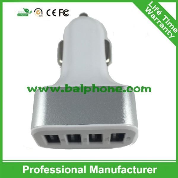 4USB 5.2A car charger with color metal finishing