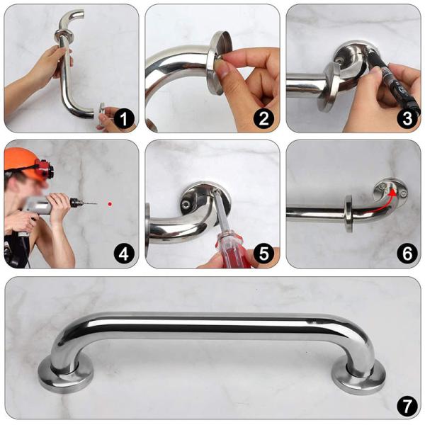 SUS304 Stainless Steel Shower Handle , Multipurpose Bathroom Safety Bars ODM