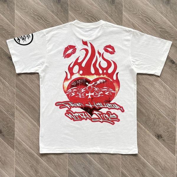 Desenho de Verão de 2024 Peso pesado de algodão Dtg Impressão camiseta unisex para homens estilo Hip Hop
