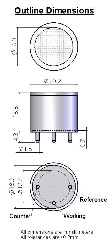 Датчик 500 PPM CLE-1052-4000 газа амиака 4NH3-500 электрохимический
