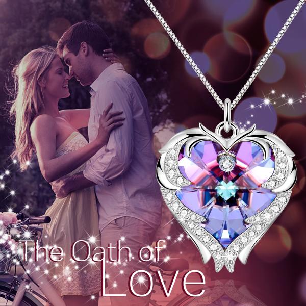18in 0.29oz Sterling Silver Heart Pendant Necklace Trendy Pink Crystal Heart Pendant