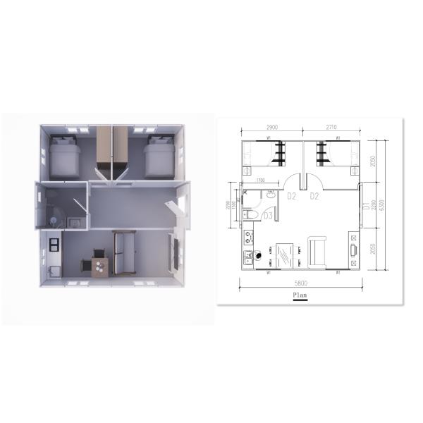 Magic House Tiny Homes on Wheels 2 Bedrooms Tiny House Trailer 20 ft Tiny Homes Modern Cheap Prefab Homes