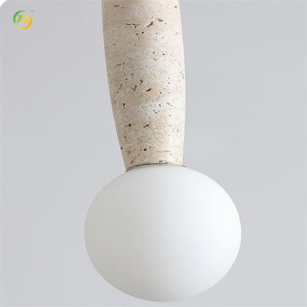 JYLIGHTING Желтый травертин свет роскошный одноголовый натуральный материал современные светодиодные люстры и подвесные огни в помещении