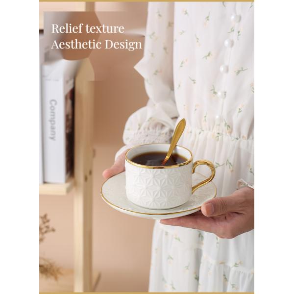 Modern White Ceramic Cups and Saucers Nordic Elegant Bone Cup Set for Water Mugs