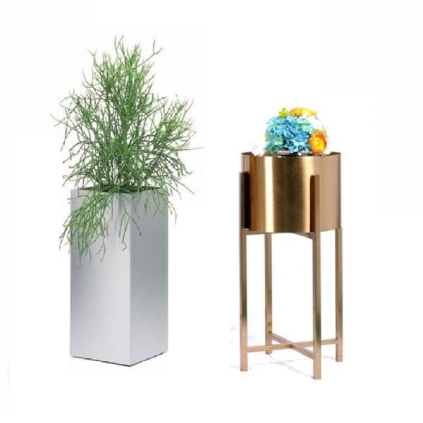 Цветочный горшок роскошного золота крытый небольшой со стойкой съемной