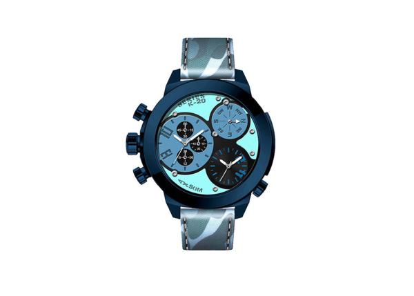 Genuine Leather Band Alloy Quartz Wrist Watch Multifunction 3 Hands Water Resistant
