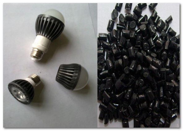 Высокая пластмасса термальной проводимости теплостойкая, пластмасса ТКП100-50-01А черной жары чашки лампы СИД 150℃ проводная