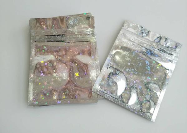 Folha holográfica do laser Mylar do malote lateral sem perigo para as crianças do selo três alinhada com zíper