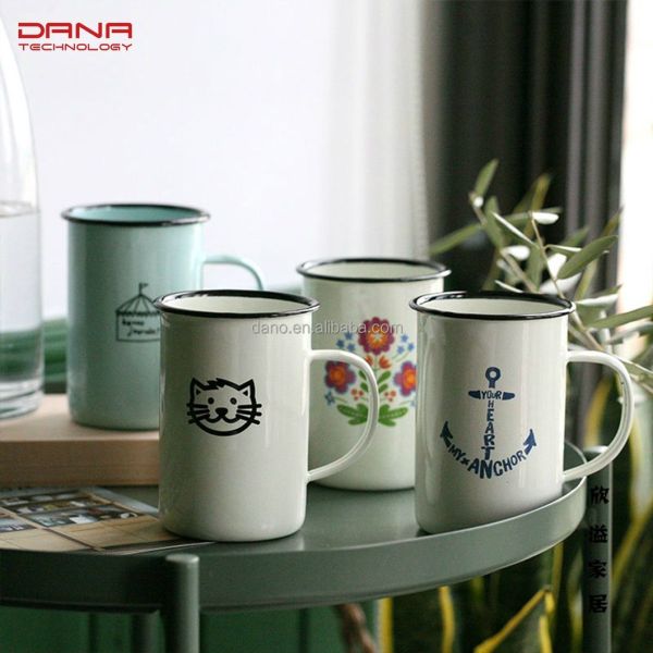 Rolled Rim Sublimation Tumbler Enamel Camping Tea Cup Mugs Thickness 0.5mm Custom Logo