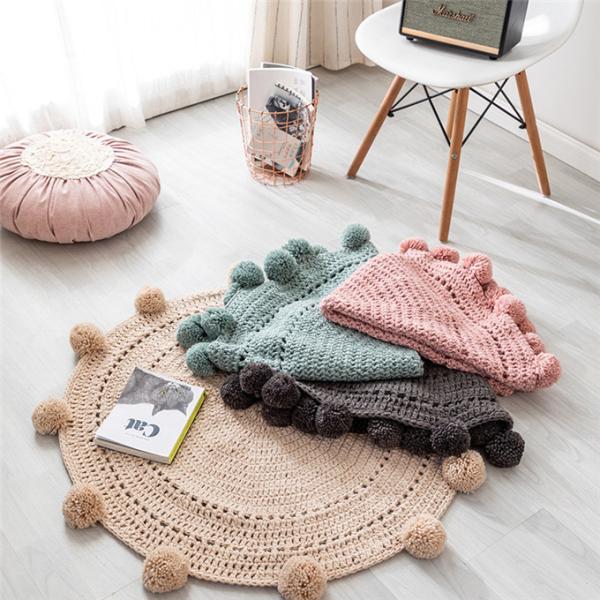 Y-W Blocking Mats for Knitting Washable Floral Kids Rug Modern Nordic Style Cotton Carpet for Children's Room Home Use