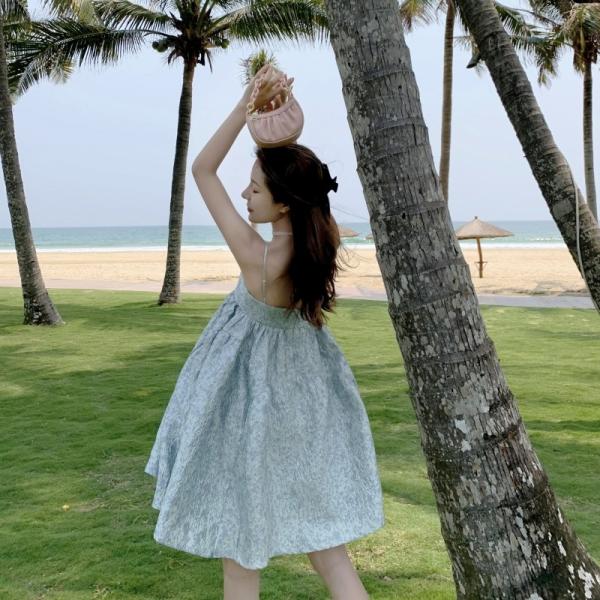 Vacation Leisure Sleeveless A Line Dress Retro Three Dimensional Printing