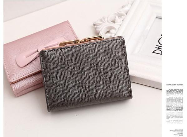 2016 new women's wallets cute bow buckle short paragraph mini wallet