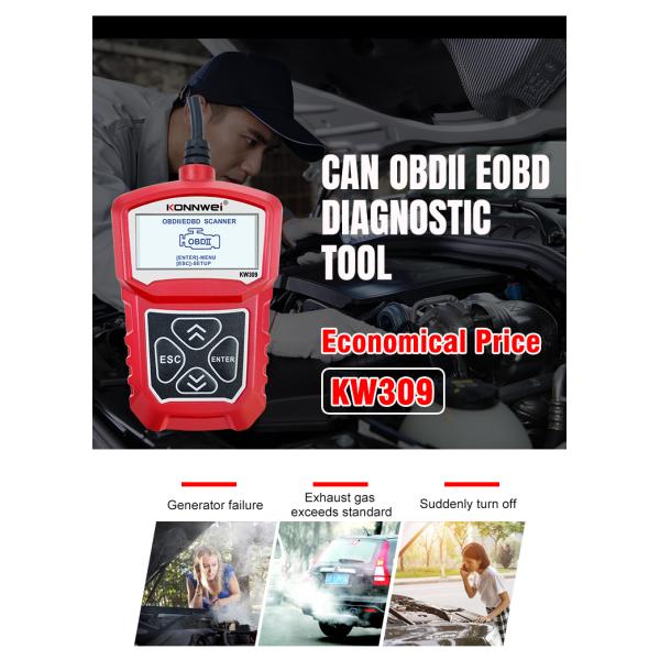 ABS 2inch Screen KW309 OBD2 Code Reader Universal Konnwei Scan Tool