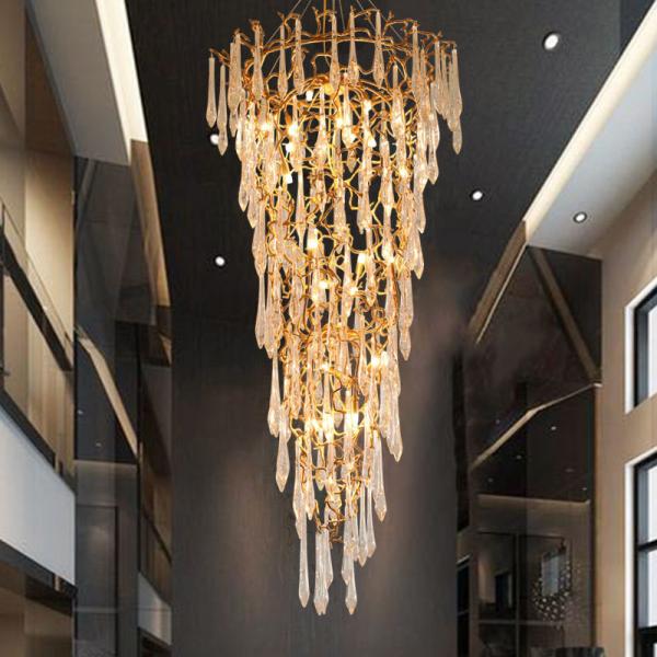 Sala de estar de cristal Lobby Lustres Modernos Luxo Foyer Redondo Luz Pendente