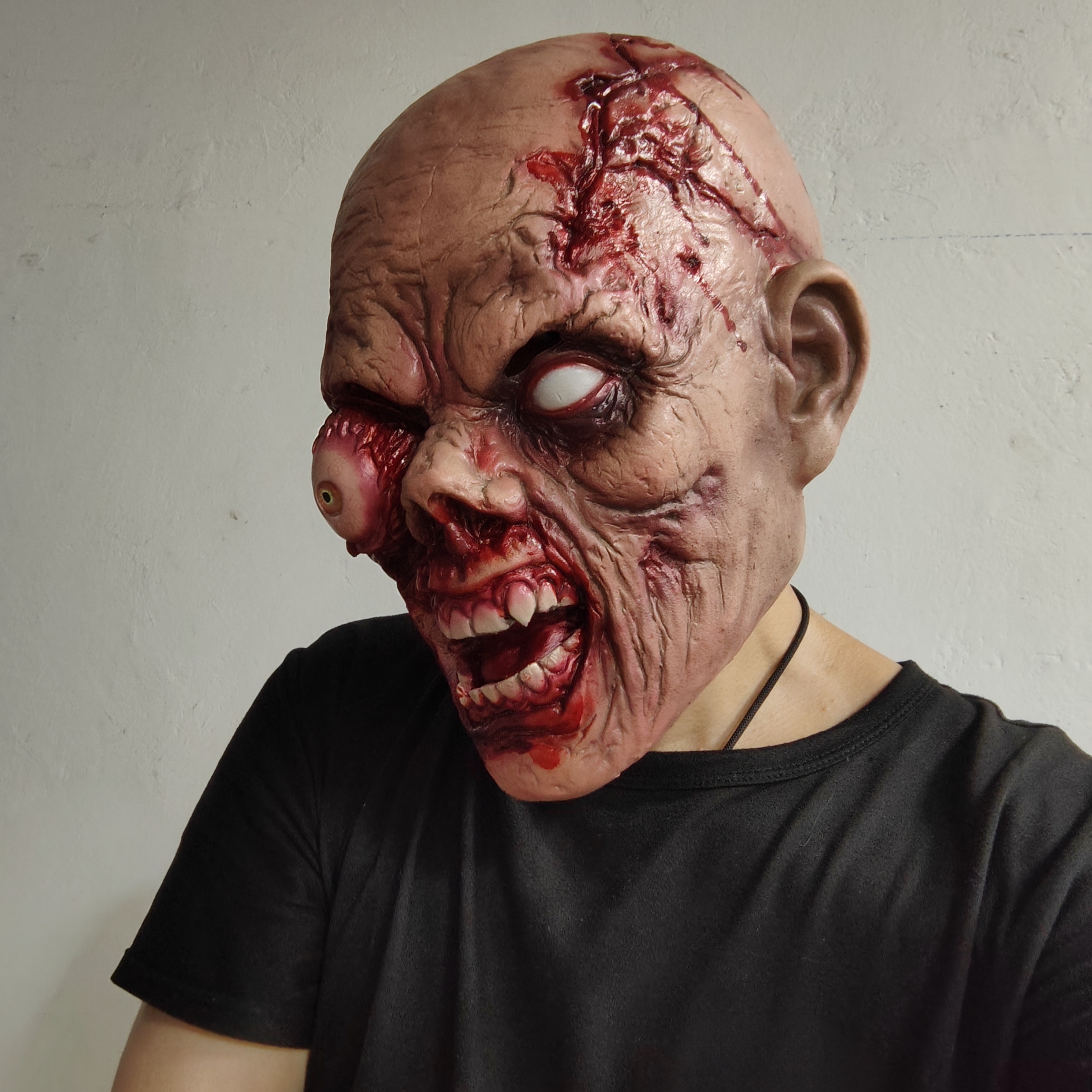 Realistic Skull Latex Mask, Scary Alien Monster Full Face Mask for Adults, Halloween Horror Costume Mask, Creepy Zombie Cosplay Mask for Party, Haunted House, Stage Performance