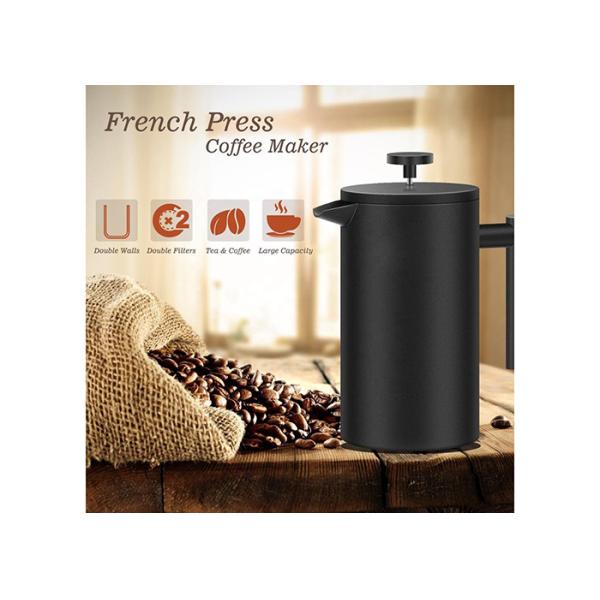 Black Color Double Wall Coffee Plunger Ss French Press Coffee Maker 27/34/51oz