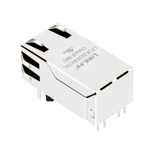 LPJK0036A47NL 100/1000 Base-T Tab Up 1x1 Port Shielded RJ45 Conector Feminino Com LED Amarelo&Verde/Amaro&Verde