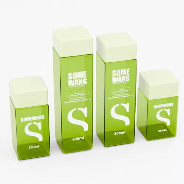 Custom Printing Cosmetic Bottles And Jars PET Cosmetic Plastic Bottles Green