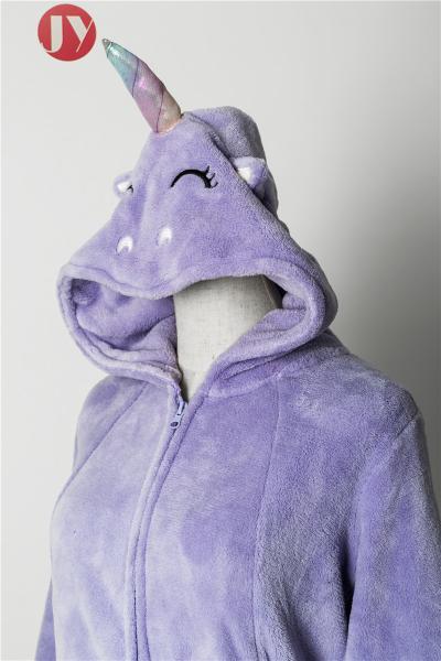 Fashionable high quality fabric girls unicorn hooded onesie  pajamas jumpsuit Cartoon Sleepwear