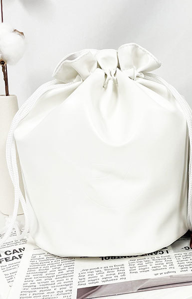 Custom Logo Printed PU Leather Drawstring Bag For Customized Color Cosmetic Packaging