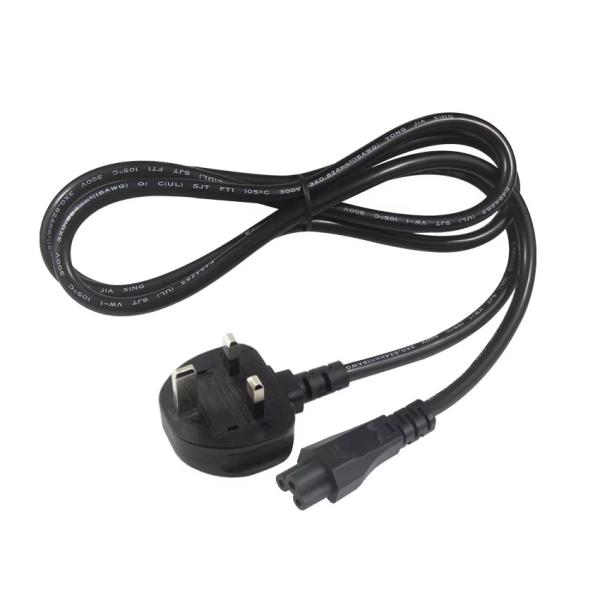 UK 3-Pin Plug to C5 Power Cord 250V 5A for Laptops Monitors