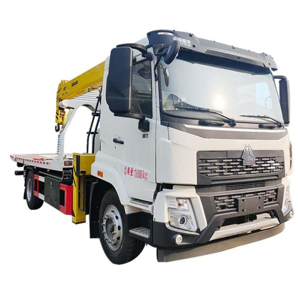 HOWO Brand Towing Truck 10 Tons Flat Bed Wrecker Tow Truck Equipment 8 Tons Straight Boom Crane