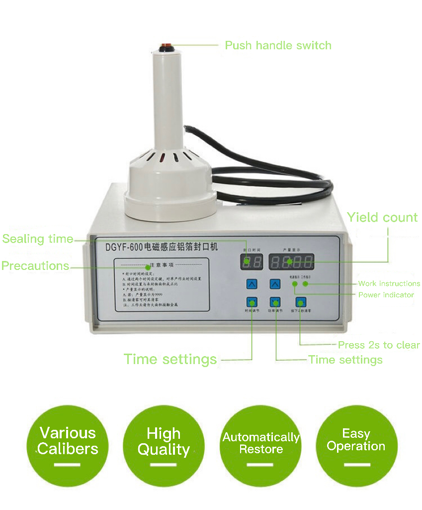 Mini Manual Electromagnetic Induction Sealing Machine with 100-500W Adjustable Power and Copper Coil for 20-130mm Applicable Caliber