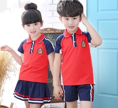 Summer Short Sleeve Teen School Uniform Comfortable Hit Color Shoulder Stitching