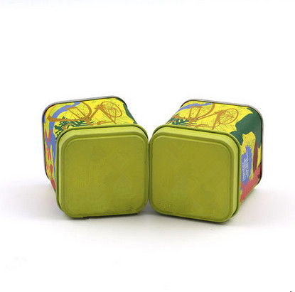 43x43x65mm Mini Full Color Printed Spice Square Tin Containers With Matte Varnish