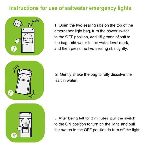 Camping Fishing Lighting Long lasting Salt Water Lamp for Outdoor Emergent Lighting No Batteries Needed