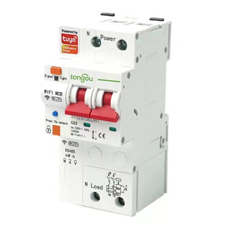 Tuya WiFi Circuit Breaker 80A 2 Poles MCB Smart Remote Control Copper 6KA Industrial & Household Use