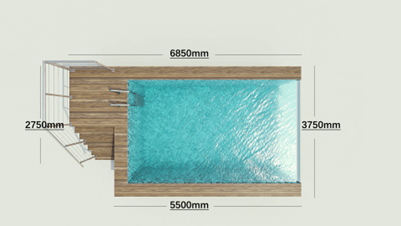 Custom Easy To Install Swimming Pool with Acrylic Window and Wood Plastic Board Color