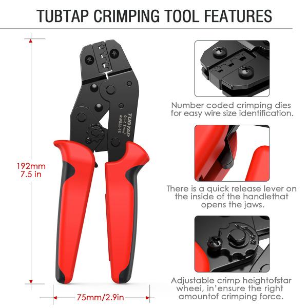 0.5-1.5mm2 Pin Wire Crimper Tool For Female Male Spade Bullet Connectors