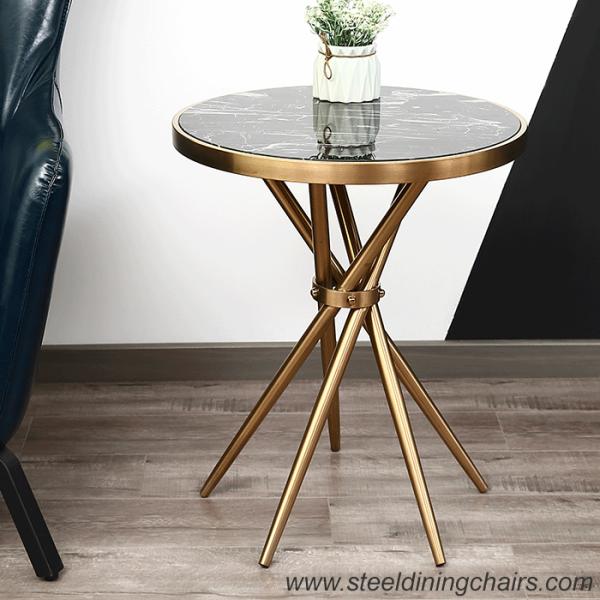 Contermporary 530mm 500mm Stainless Steel Coffee Table With Marble Top