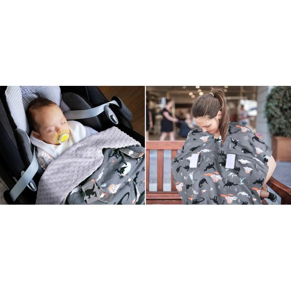 Multi-use Infant Car Seat Cover,Baby Carrier,Nursing Cover,Minky Blanket