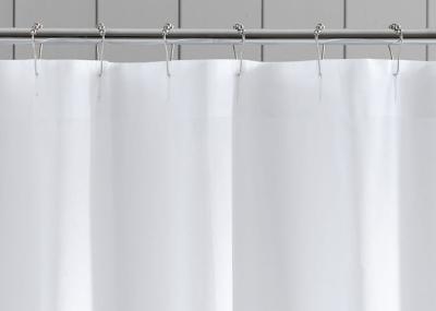Pure Cotton Shower Curtains , Mini Ruffled Ticking Stripe White Shower Curtain